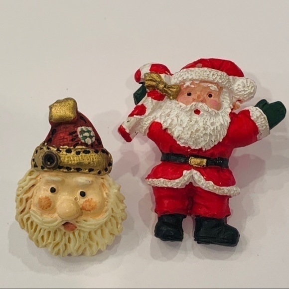 Jewelry - 2 Santa Christmas pins brooches